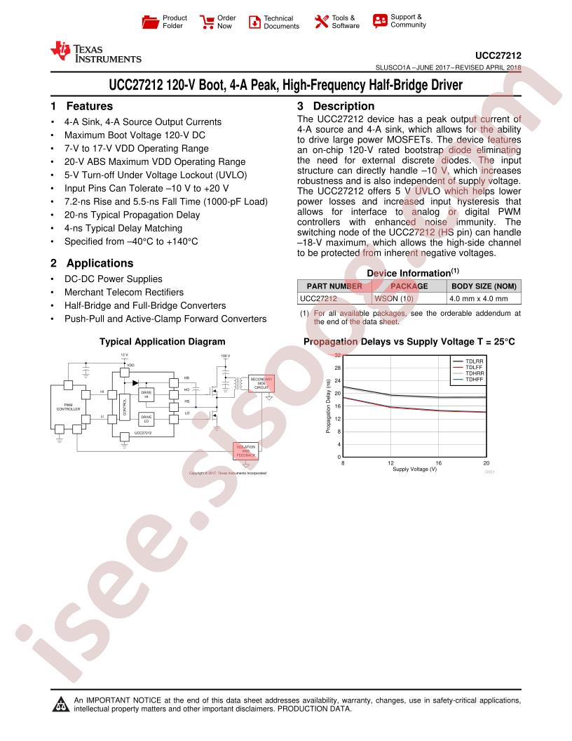 UCC27212 Datasheet
