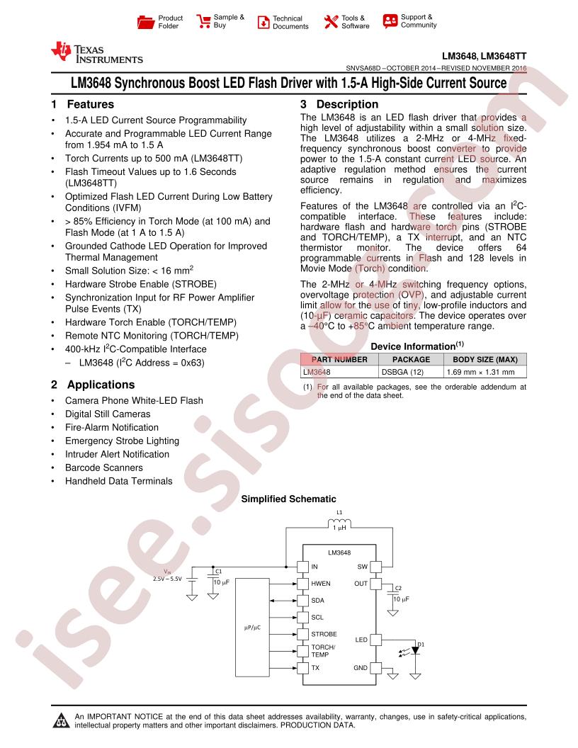 LM3648(TT) Datasheet