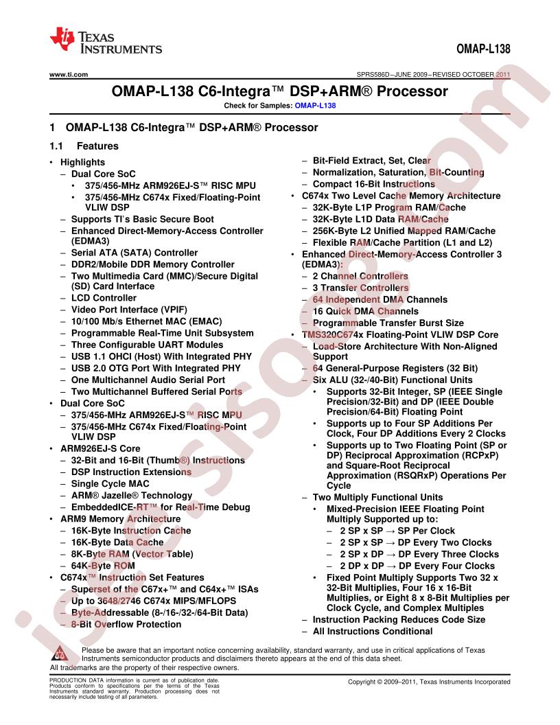 OMAP-L138 Datasheet