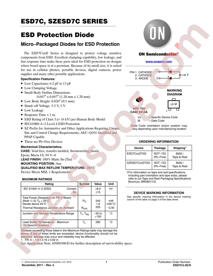 ESD7C3.3DT5G Series
