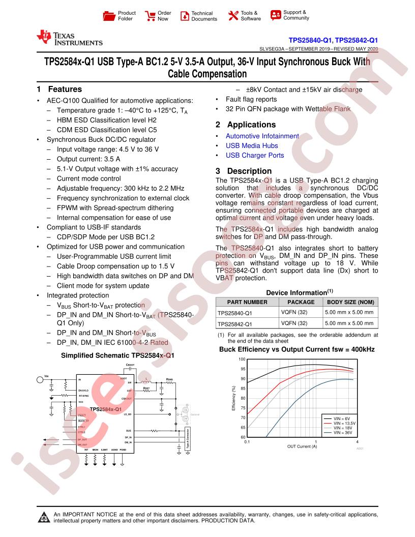TPS25840-Q1, TPS25842-Q1