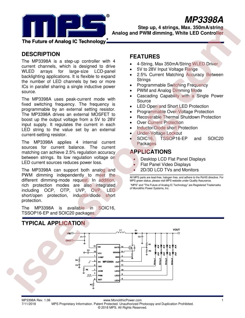 MP3398A Datasheet