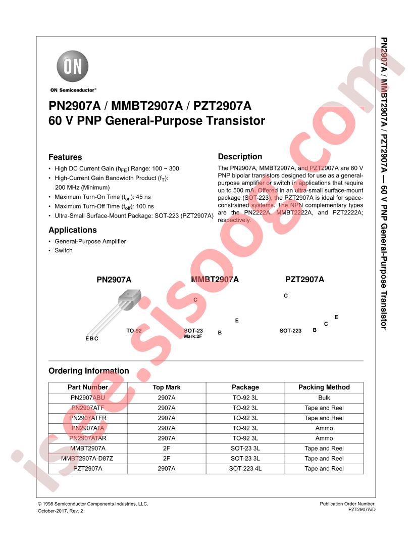 PN2907A, MMBT2907A, PZT2907A