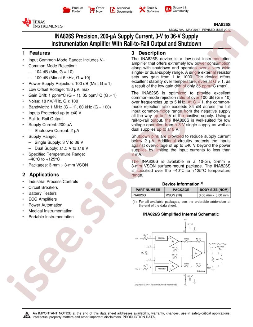 INA826S Datasheet