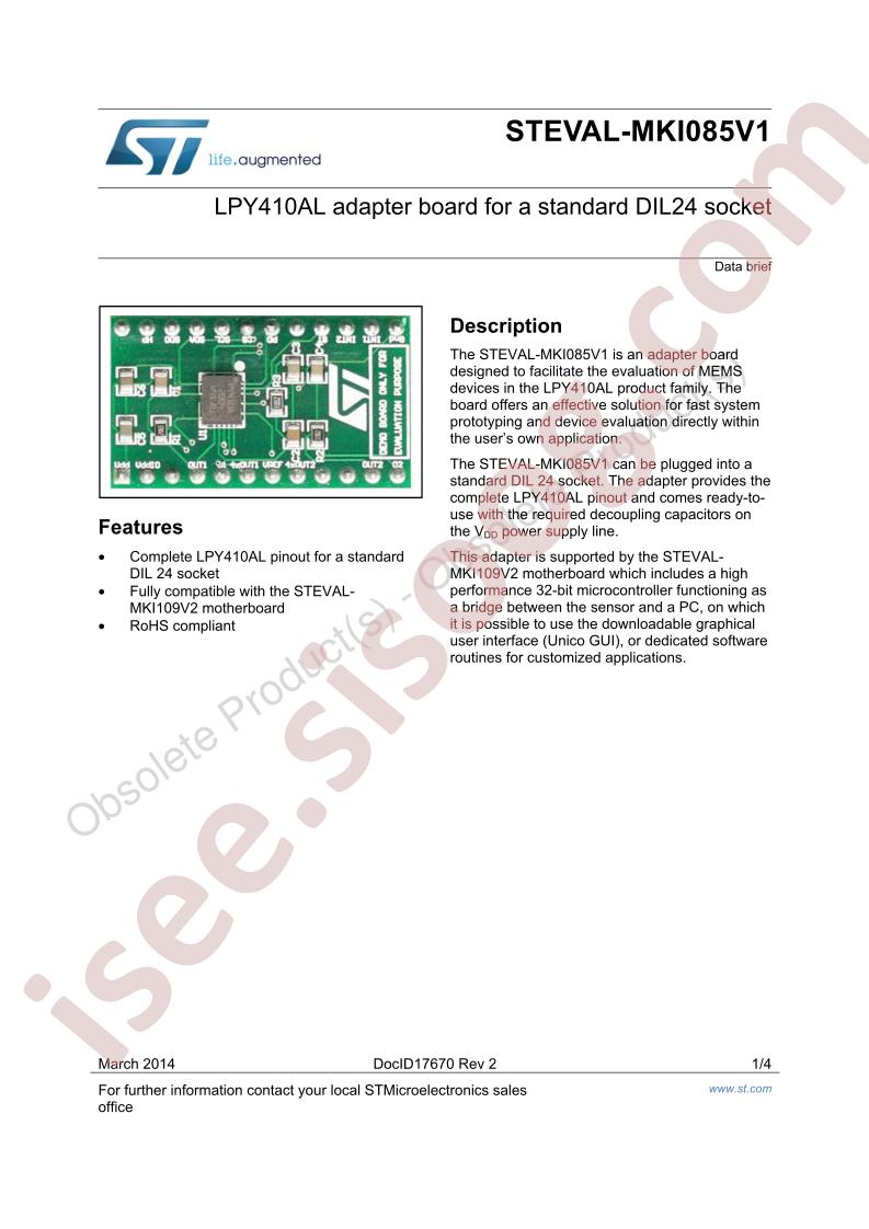 STEVAL-MKI085V1 Data Brief