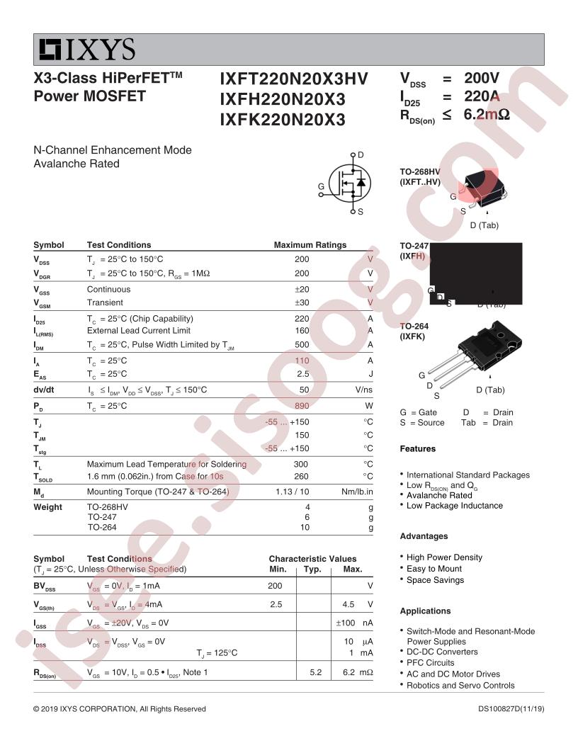 IXFx220N20X3(HV)