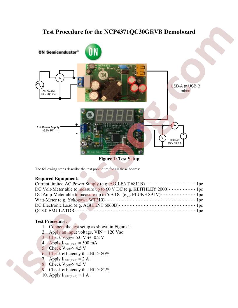 NCP4371QC30GEVB Test Procedure