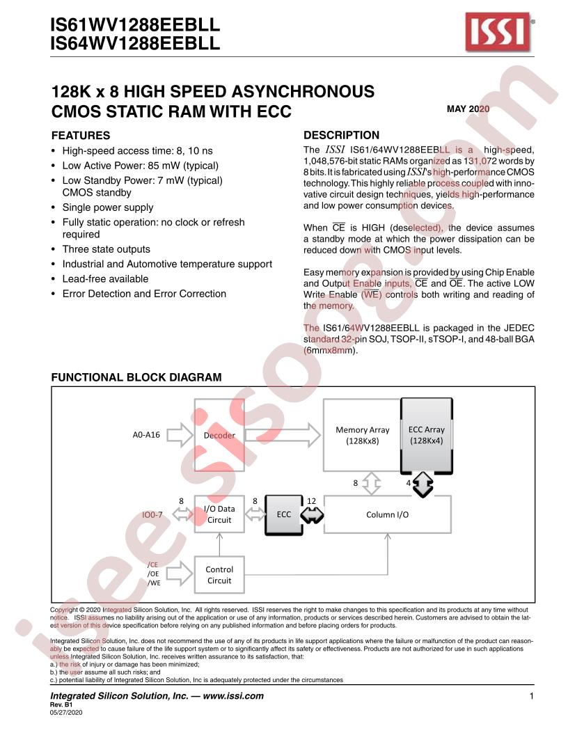 IS61/64WV1288EEBLL