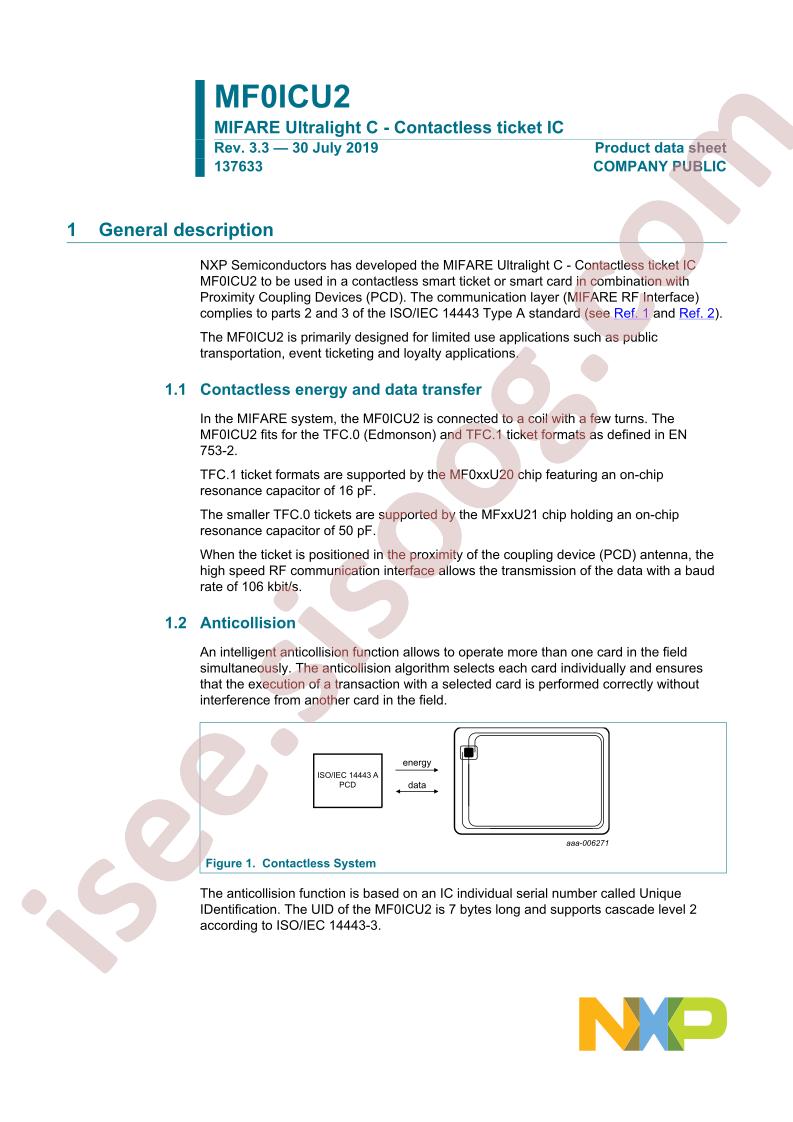MF0ICU2 & MF0MOU2 Datasheet