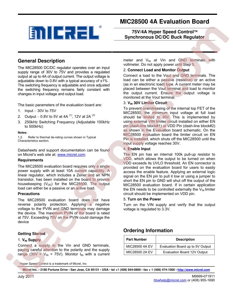 MIC28500 4A Eval Board