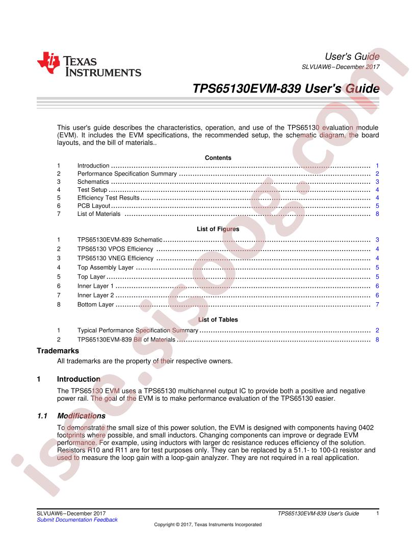 TPS65130EVM-839 User Guide