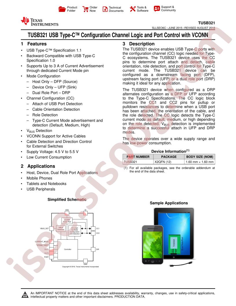 TUSB321 Datasheet