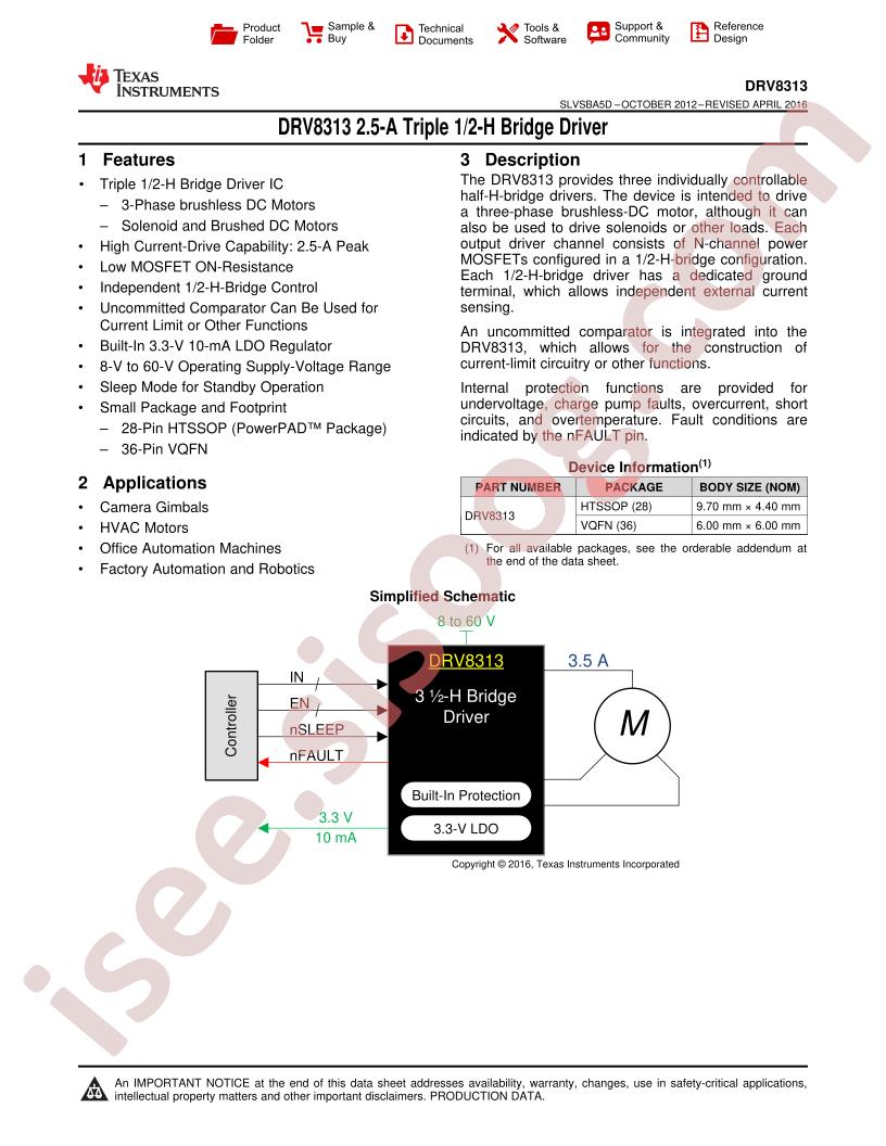 DRV8313 Datasheet