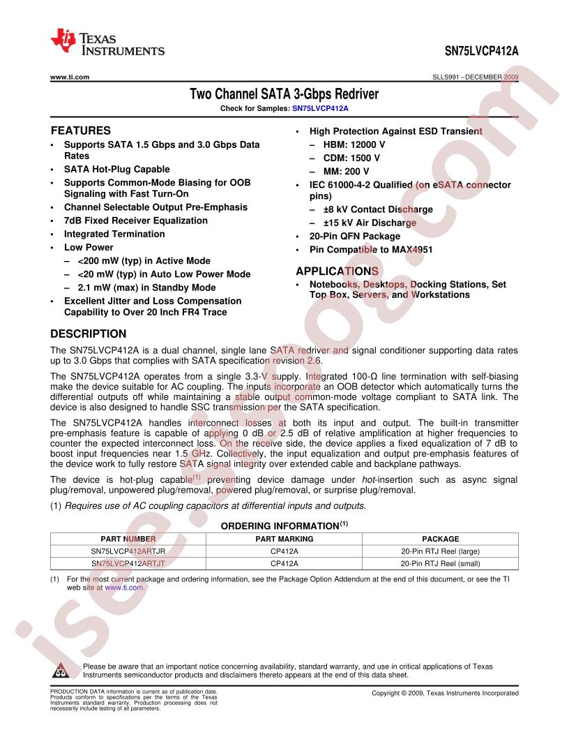 SN75LVCP412A