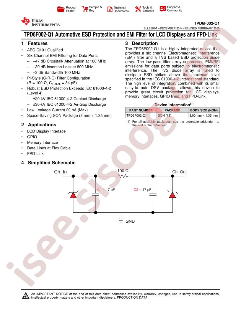 TPD6F002-Q1 Datasheet