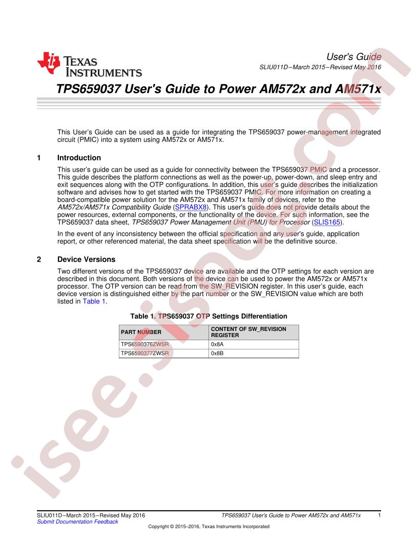 TPS659037 User Guide to Power AM571,2x