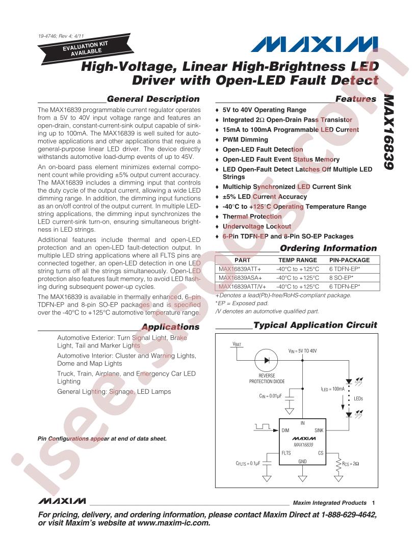 MAX16839 Series