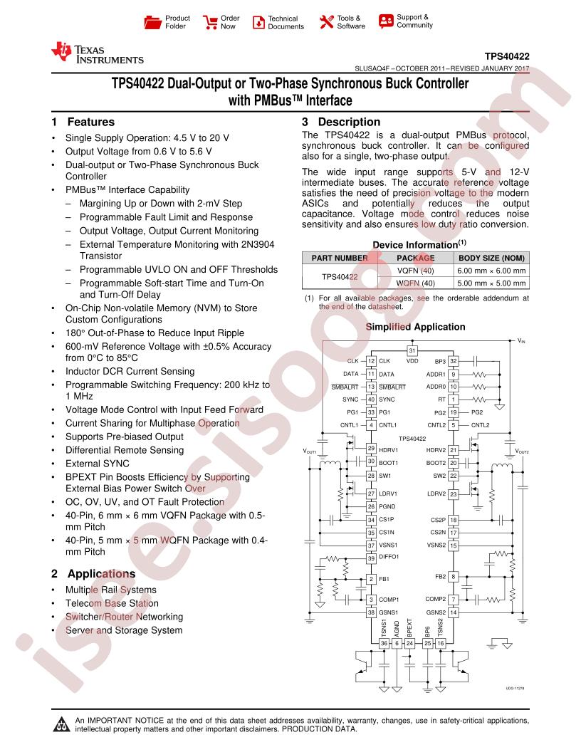 TPS40422 Datasheet