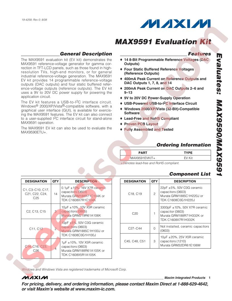 MAX9591 Eval Kit
