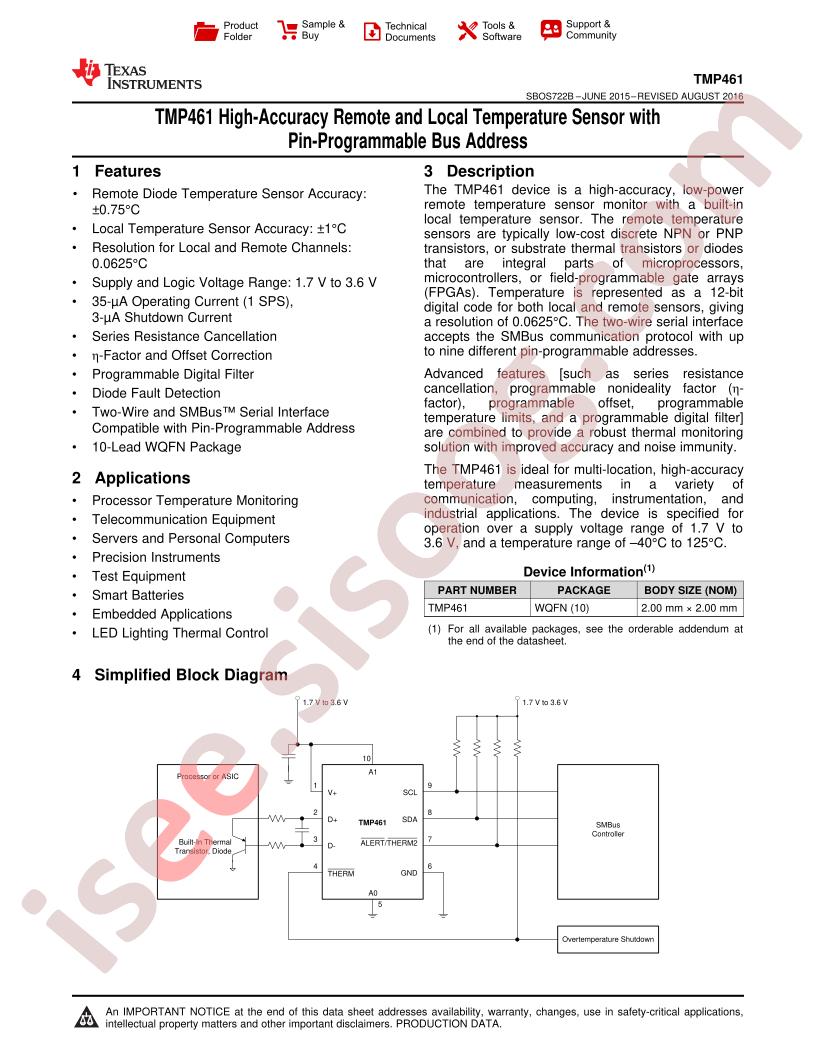 TMP461 Datasheet