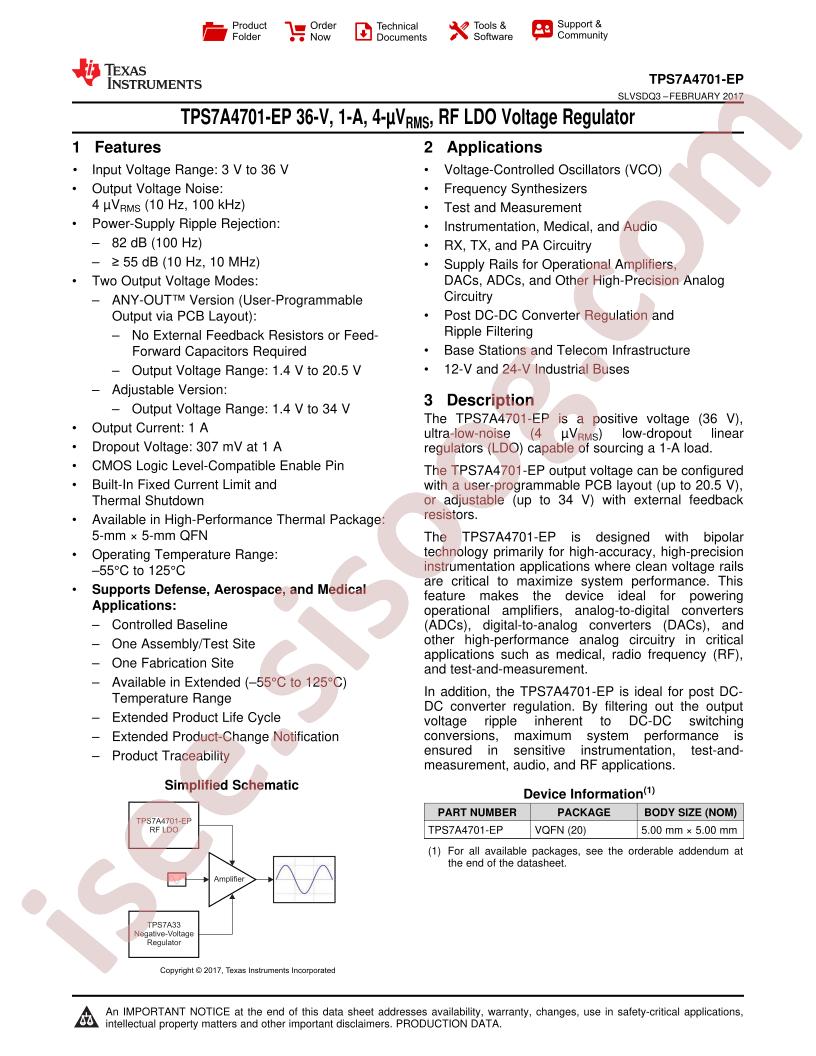 TPS7A4701-EP Datasheet