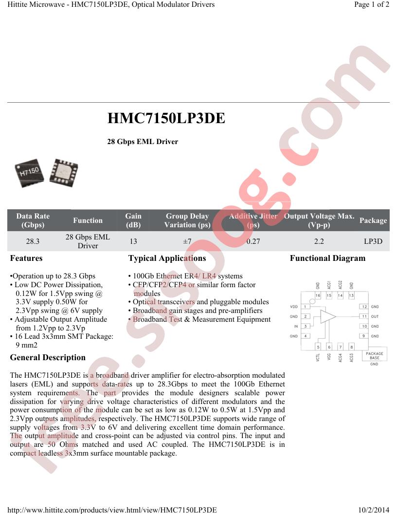 HMC7150LP3DE Overview~