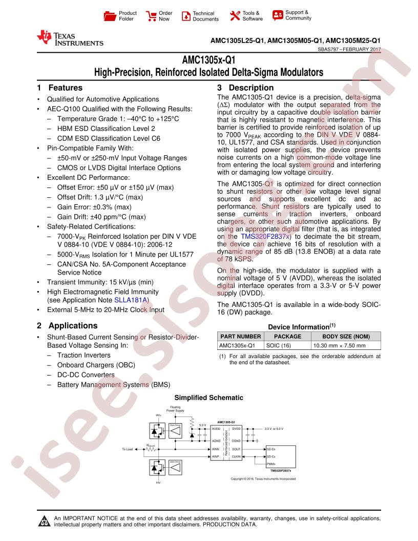 AMC1305x-Q1 Datasheet