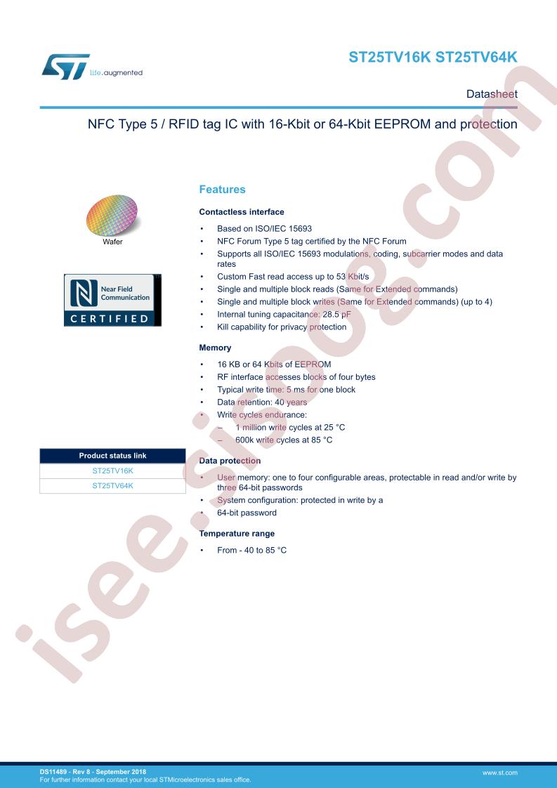 ST25TV64K Datasheet