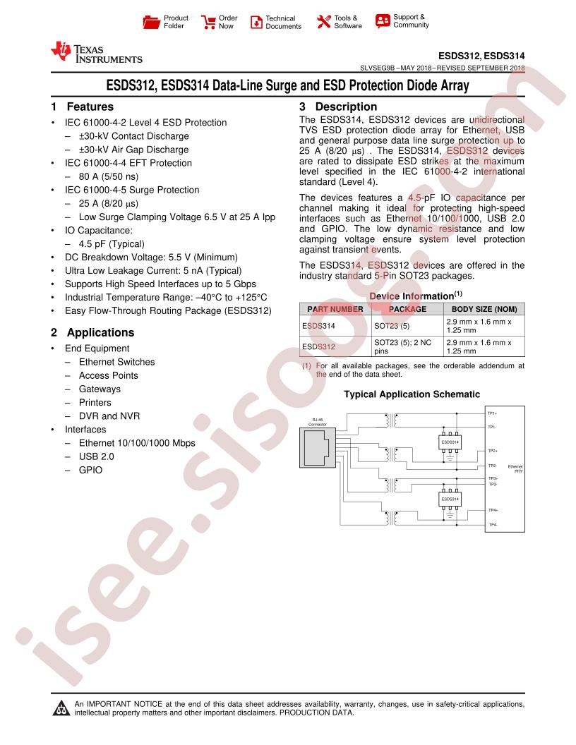 ESDS312, ESDS314 Datasheet