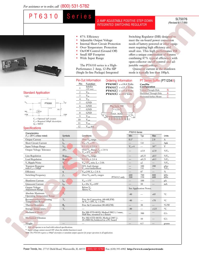 PT6310 Series