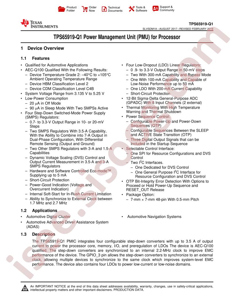 TPS65919-Q1 Datasheet
