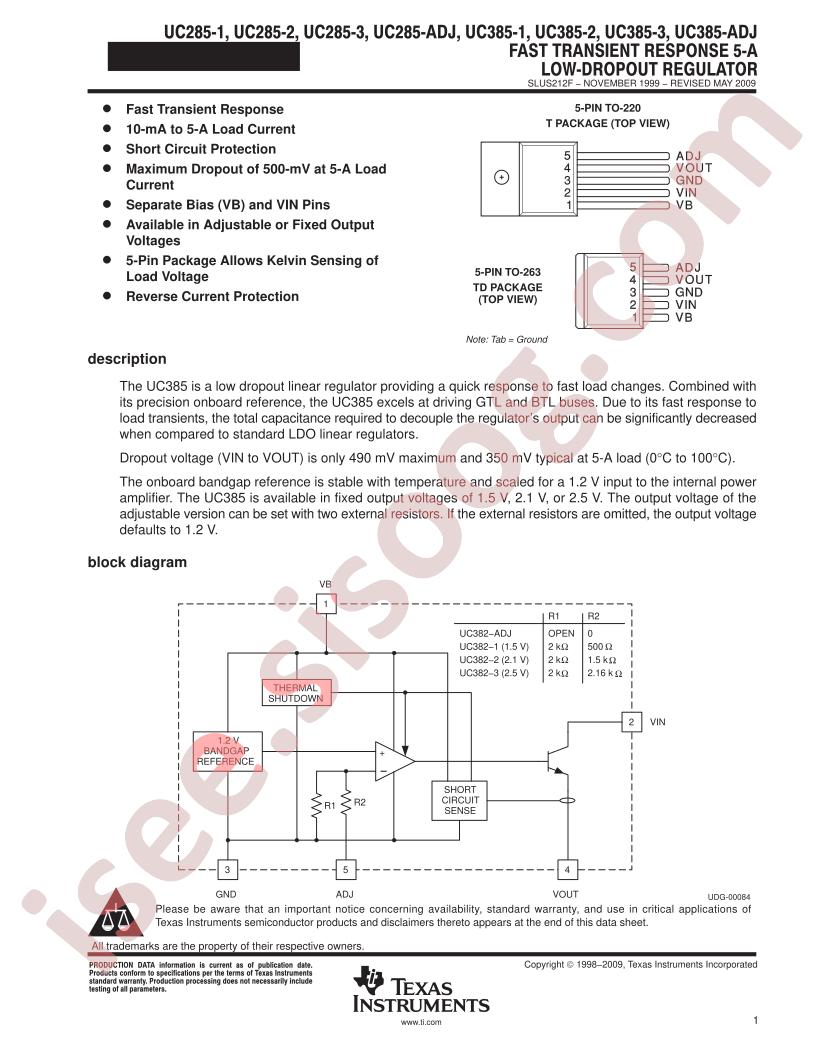 UC285-1/2/3/ADJ, UC385-1/2/3/ADJ