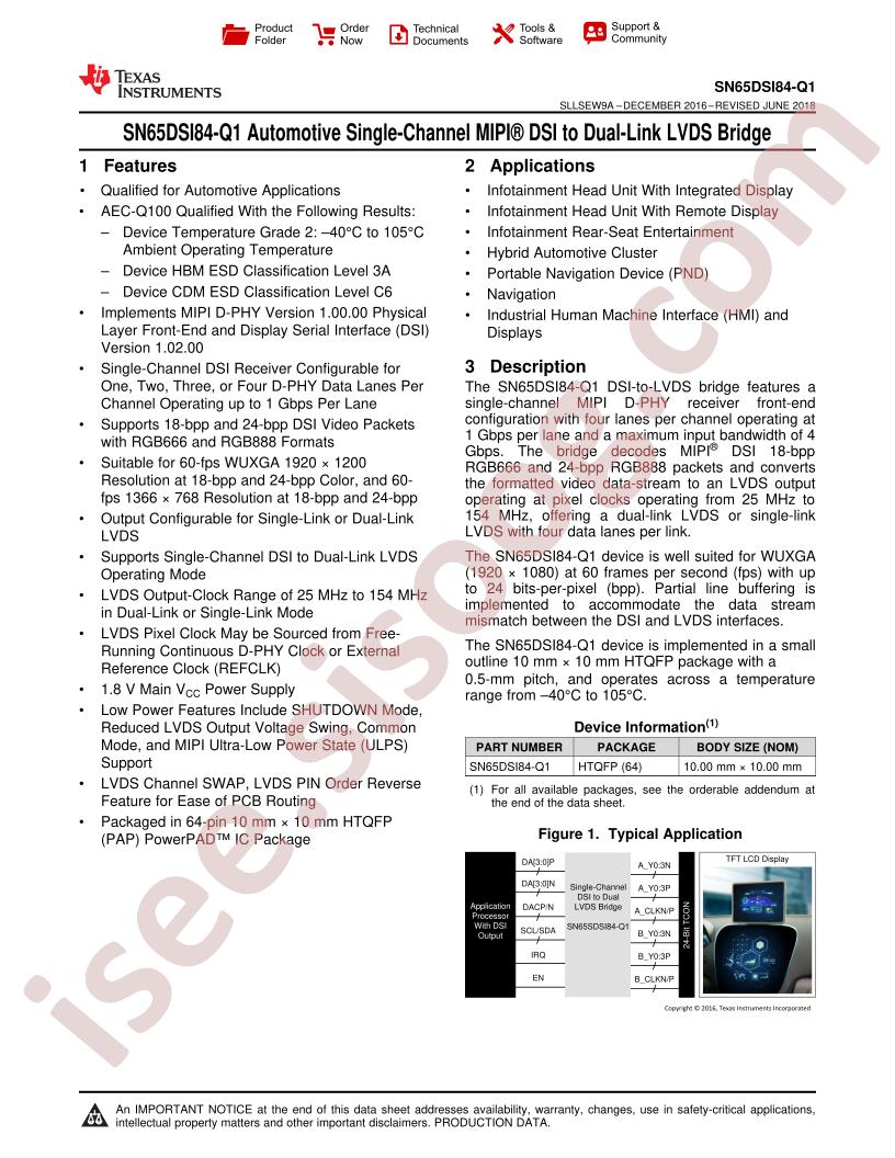 SN65DSI84-Q1 Datasheet