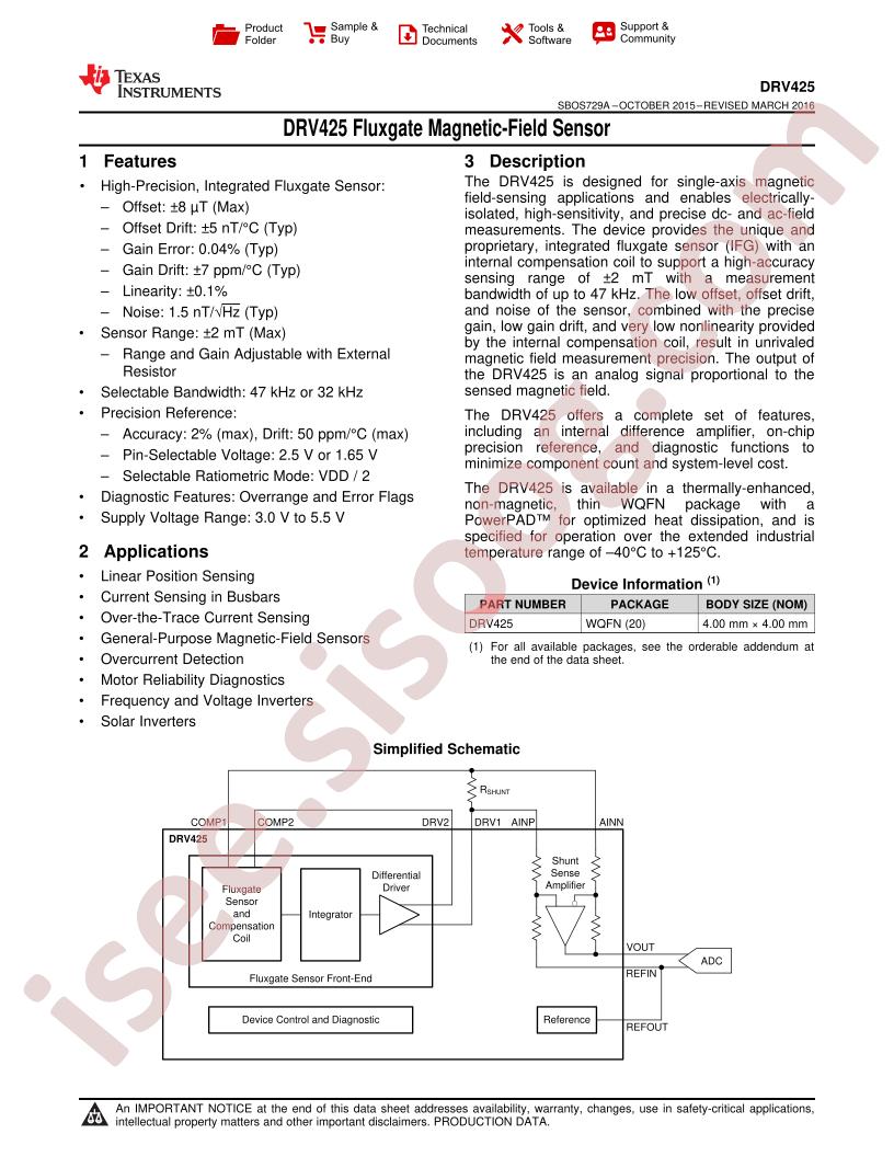 DRV425 Datasheet