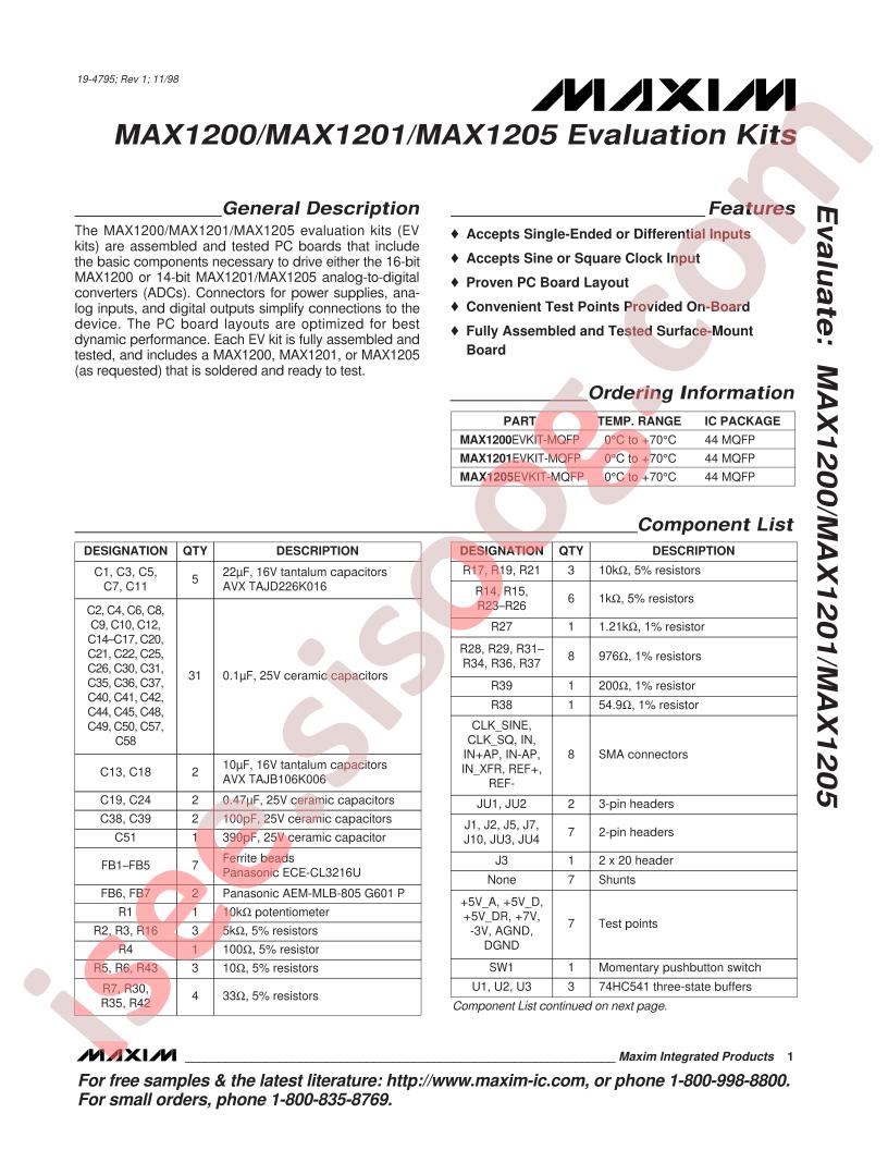 MAX1200,01 Eval Kits