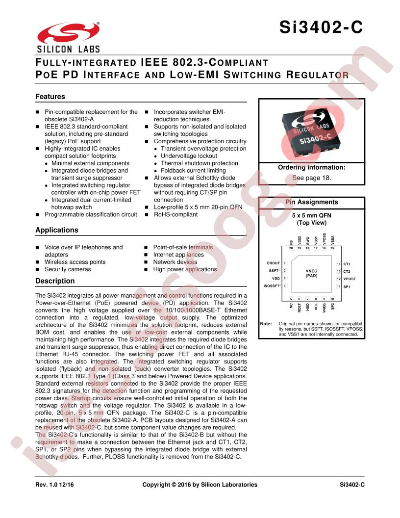 SI3402-C Datasheet