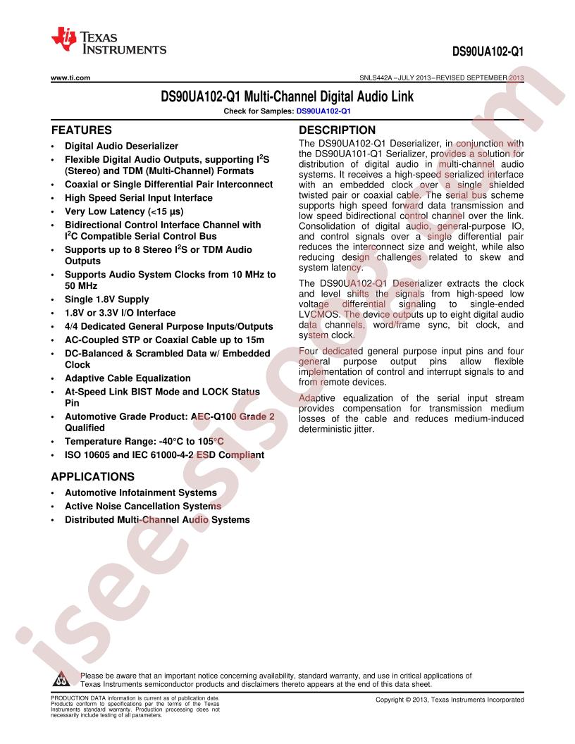 DS90UA102-Q1 Datasheet