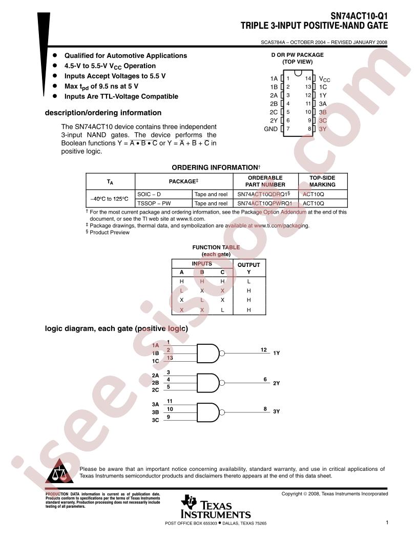 SN74ACT10-Q1