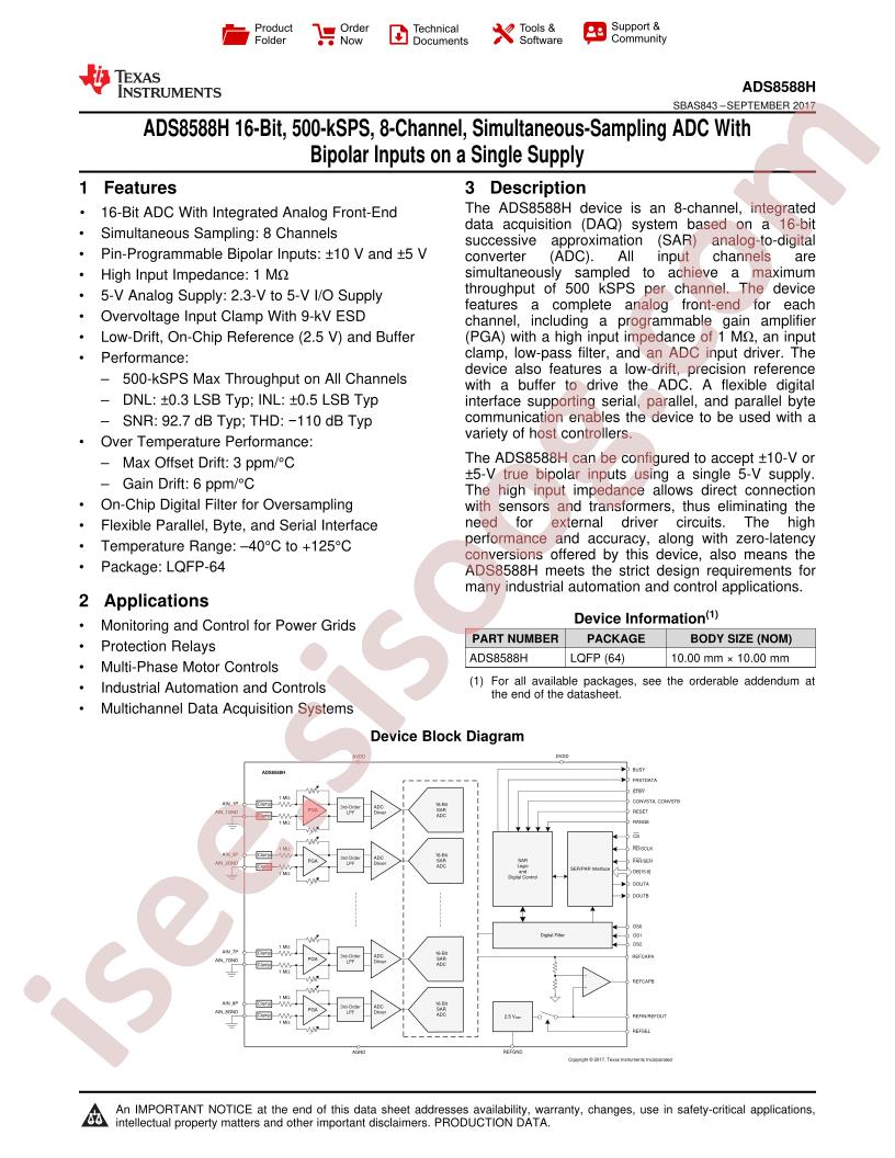 ADS8588H Datasheet