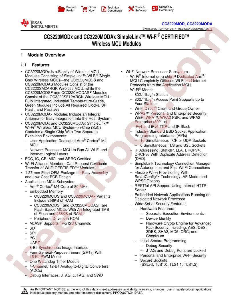 CC3220MOD(A) Datasheet