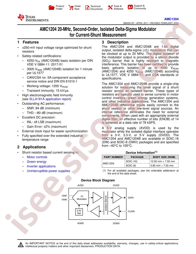 AMC1204(B) Datasheet