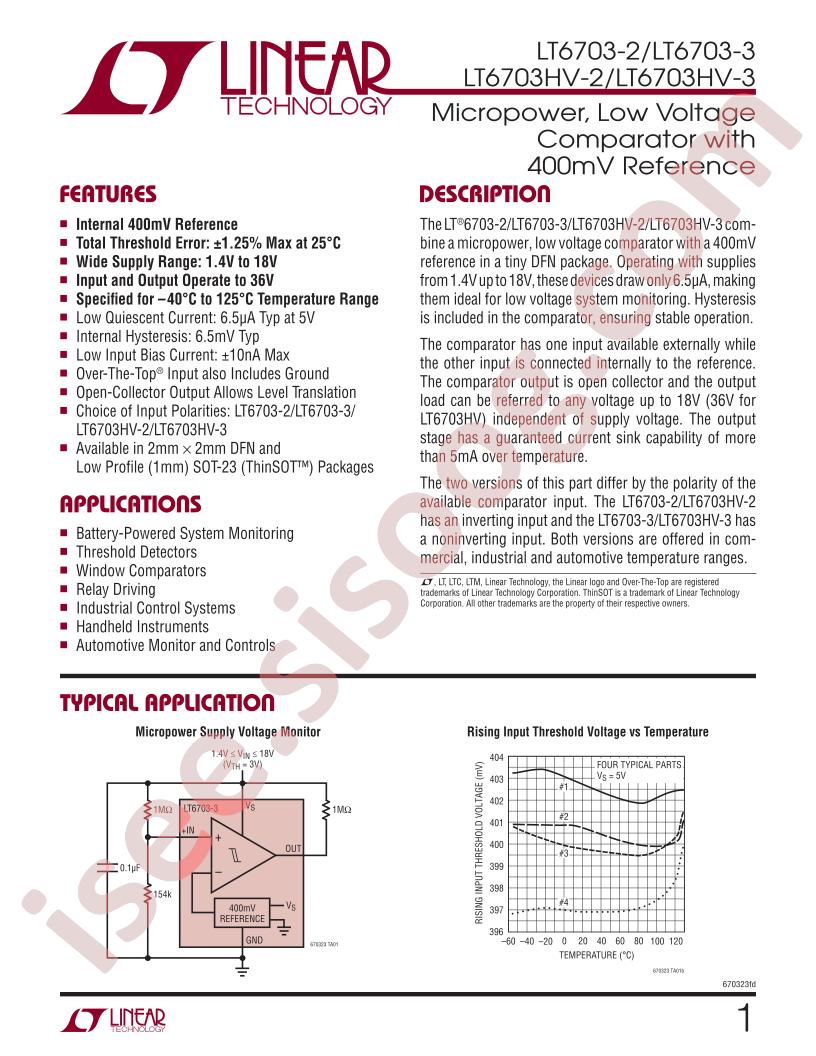 LT6703(HV)-2, LT6703(HV)-3 Datasheet