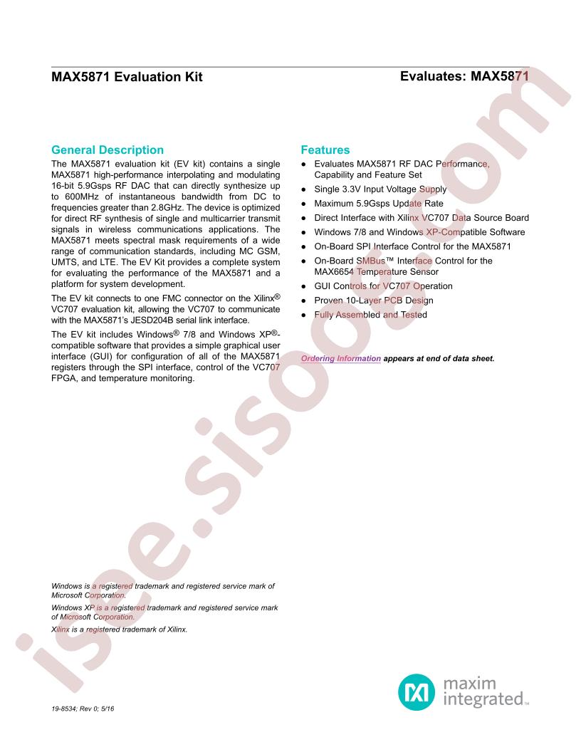 MAX5871 Evaluation Kit