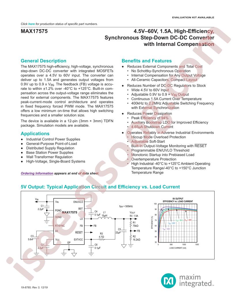 MAX17575 Datasheet