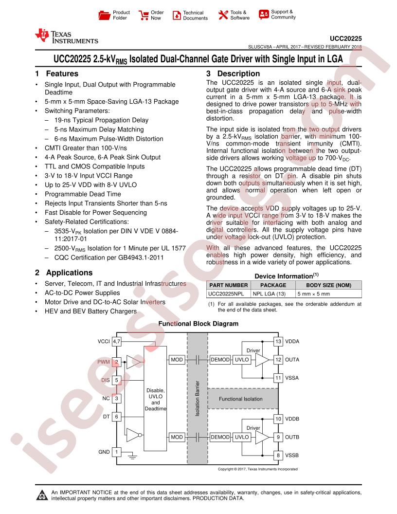 UCC20225 Datasheet