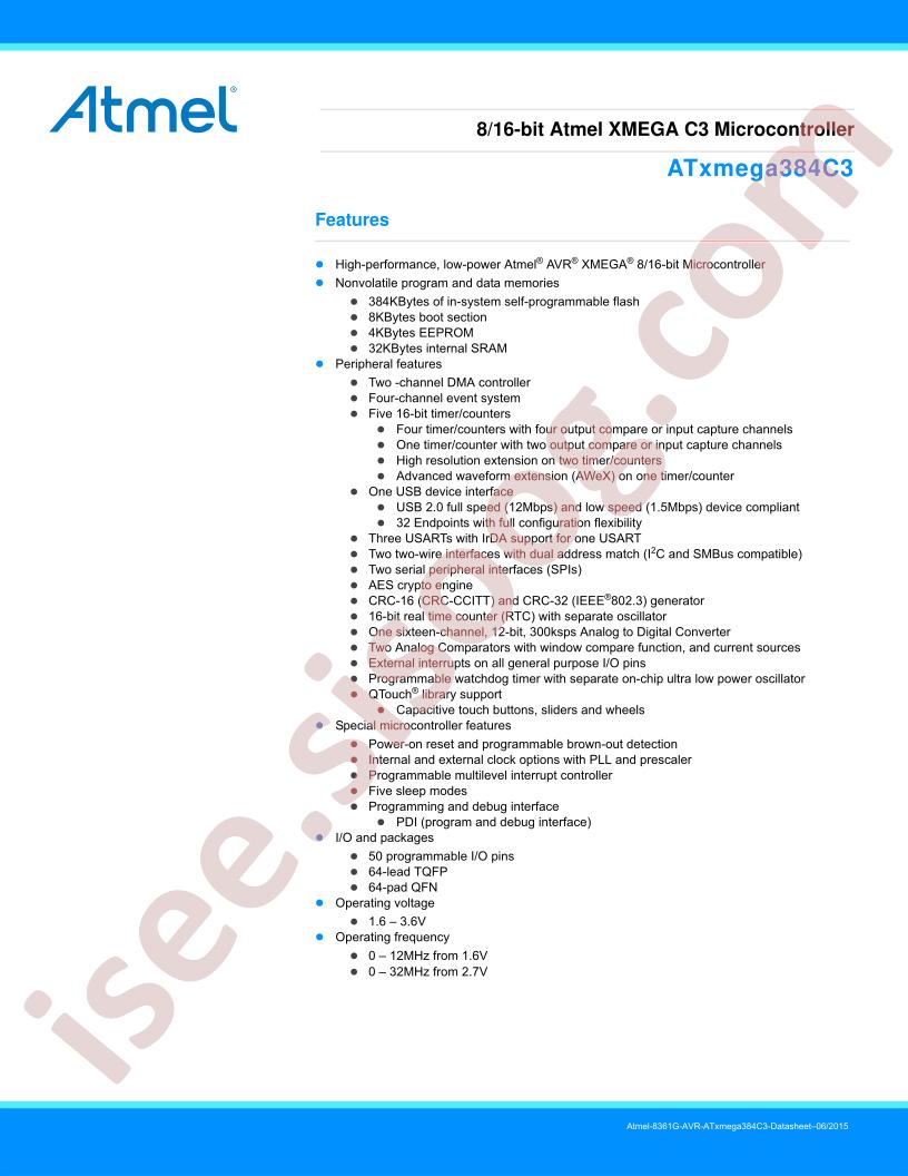 ATxmega384C3 Datasheet