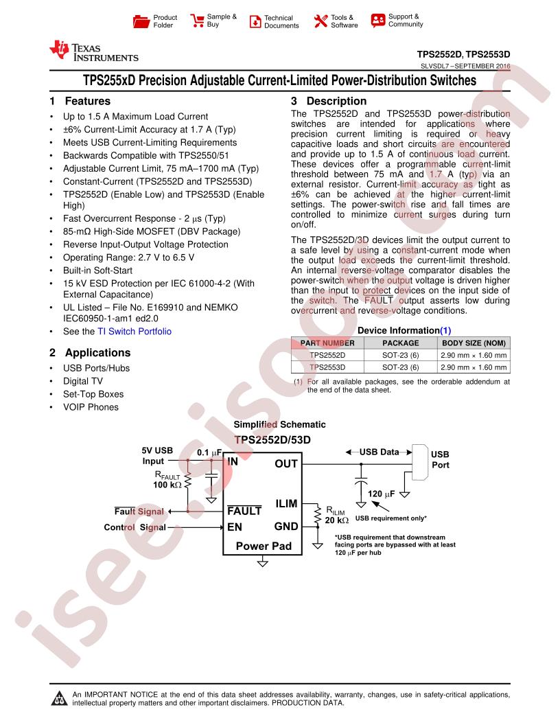 TPS2552D, TPS2553D Datasheet