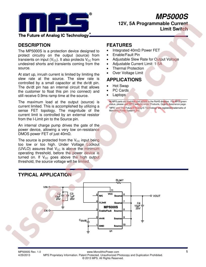 MP5000S Datasheet