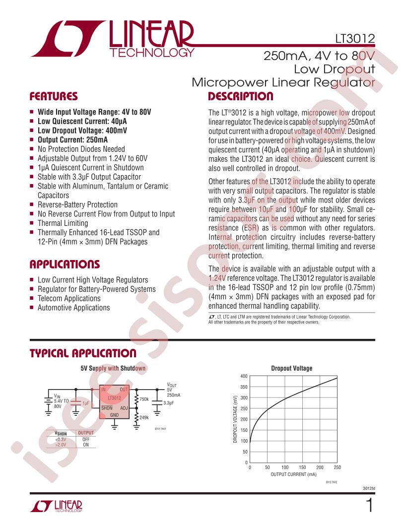 LT3012 Datasheet