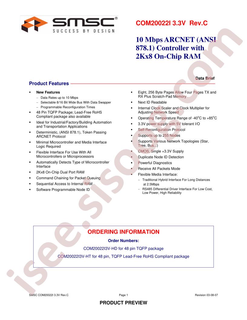 COM20022I 3.3V Data Brief